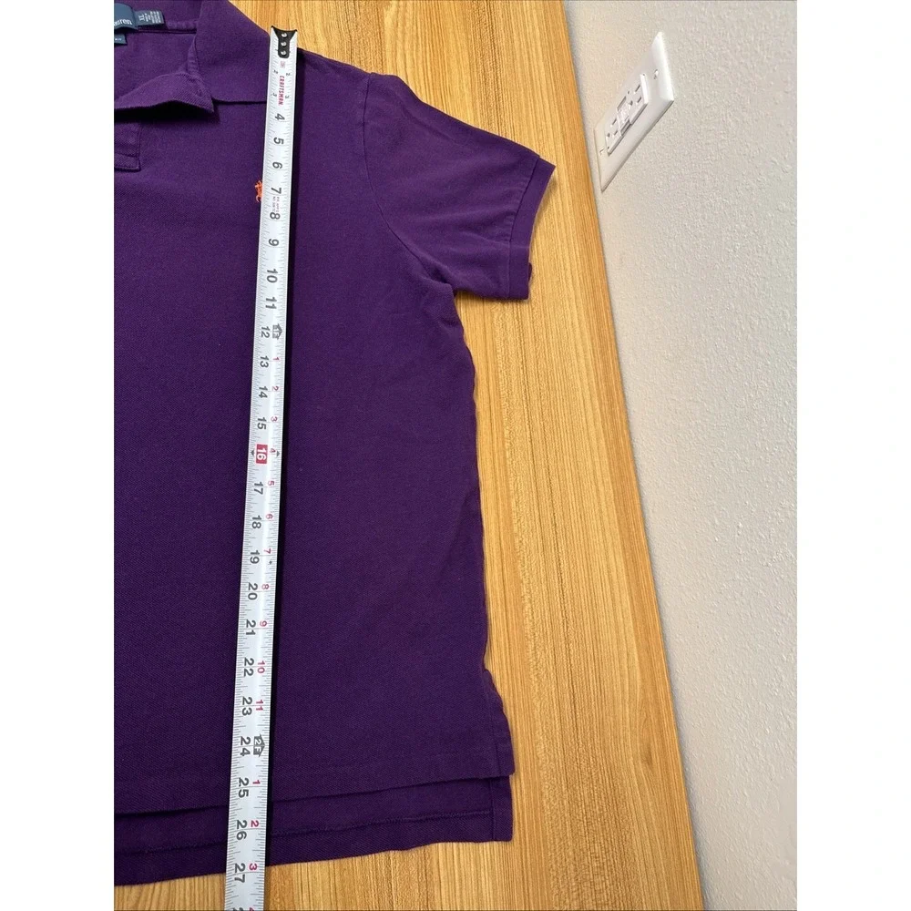 Y2K Polo Ralph Lauren Men's XL Custom Fit Purple Polo Shirt Orange Pony Logo